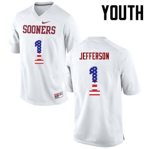 Youth Tony Jefferson White OU College Football USA Flag Fashion #1 Jersey 685329-459