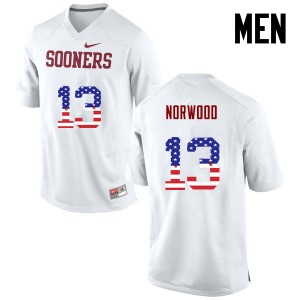 Men Tre Norwood White OU Sooners College Football USA Flag Fashion #13 Jersey 852585-255