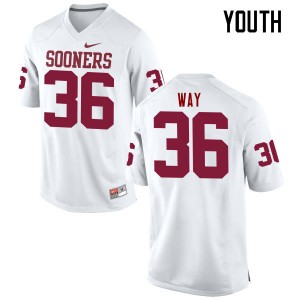 Youth Tress Way White Oklahoma College Football #36 Jersey 162838-627
