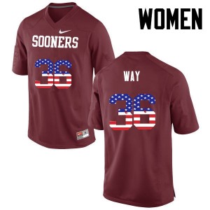 Women Tress Way Crimson OU College Football USA Flag Fashion #36 Jersey 546996-608
