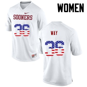 Women Tress Way White Oklahoma College Football USA Flag Fashion #36 Jersey 959520-443