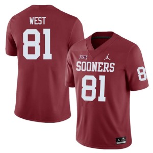 Men Trevon West Crimson Sooners College Football #81 Jersey 506541-291