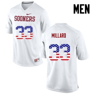 Men Trey Millard White OU Sooners College Football USA Flag Fashion #33 Jersey 770117-748