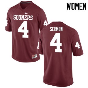 Women Trey Sermon Crimson Oklahoma College Football #4 Jersey 249571-347
