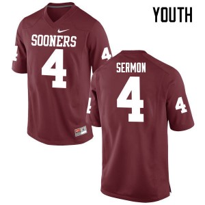 Youth Trey Sermon Crimson Sooners College Football #4 Jersey 411964-368
