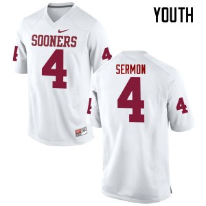Youth Trey Sermon White Oklahoma College Football #4 Jersey 963388-148