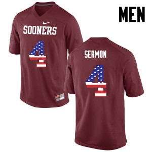 Men Trey Sermon Crimson Oklahoma College Football USA Flag Fashion #4 Jersey 416025-618
