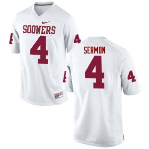 Men Trey Sermon White OU Sooners College Football #4 Jersey 966836-119