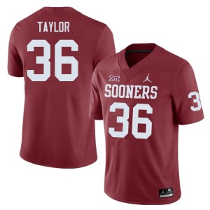 Men Ty Taylor Crimson Sooners College Football #36 Jersey 337792-422
