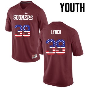 Youth Tylon Lynch Crimson OU Sooners College Football USA Flag Fashion #39 Jersey 167769-497