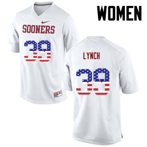 Women Tylon Lynch White Sooners College Football USA Flag Fashion #39 Jersey 601113-379