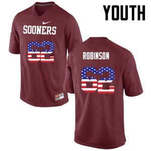 Youth Tyrese Robinson Crimson Oklahoma College Football USA Flag Fashion #62 Jersey 171210-721