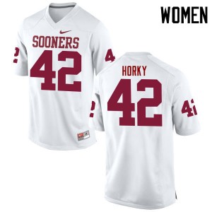 Women Wesley Horky White OU Sooners College Football #42 Jersey 494751-231