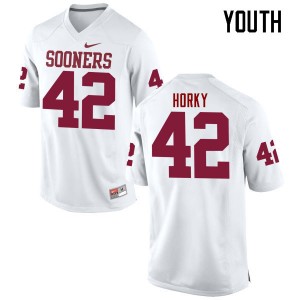 Youth Wesley Horky White Oklahoma College Football #42 Jersey 930962-555