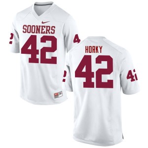 Men Wesley Horky White OU Sooners College Football #42 Jersey 955459-458