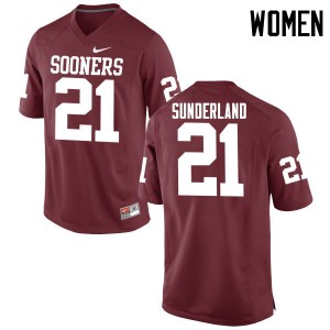 Women Will Sunderland Crimson Sooners College Football #21 Jersey 719781-656