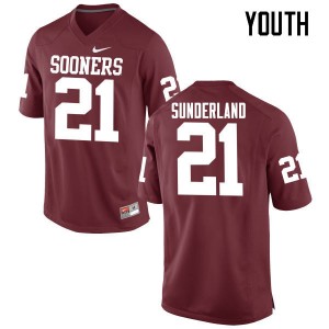 Youth Will Sunderland Crimson Oklahoma College Football #21 Jersey 994971-622