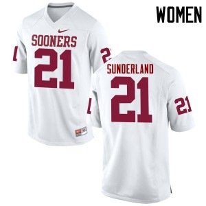 Women Will Sunderland White Oklahoma College Football #21 Jersey 849832-856