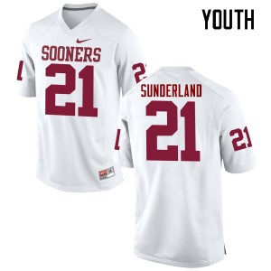 Youth Will Sunderland White Sooners College Football #21 Jersey 283561-360