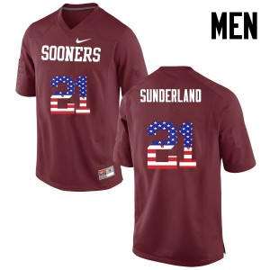 Men Will Sunderland Crimson Sooners College Football USA Flag Fashion #21 Jersey 102739-571