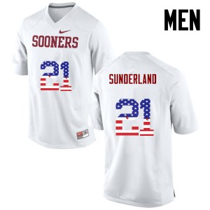 Men Will Sunderland White OU College Football USA Flag Fashion #21 Jersey 123740-907