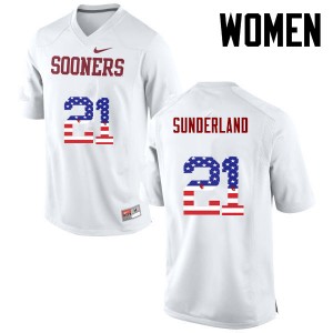 Women Will Sunderland White OU College Football USA Flag Fashion #21 Jersey 950172-135