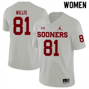 Women Brayden Willis White Oklahoma Jordan Brand College Football #81 Jersey 684892-708