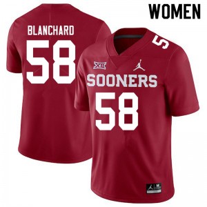 Women Caden Blanchard Crimson OU Sooners Jordan Brand College Football #58 Jersey 999034-590