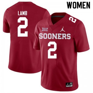 Women CeeDee Lamb Crimson OU Jordan Brand College Football #2 Jersey 471068-971