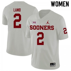 Women CeeDee Lamb White Oklahoma Jordan Brand College Football #2 Jersey 735639-394