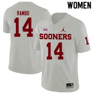 Women Charleston Rambo White Sooners Jordan Brand College Football #14 Jersey 730532-435