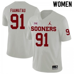 Women Dillon Faamatau White Oklahoma Jordan Brand College Football #91 Jersey 633092-183