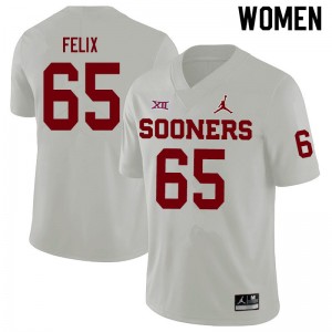 Women Finley Felix White Sooners Jordan Brand College Football #65 Jersey 381990-376