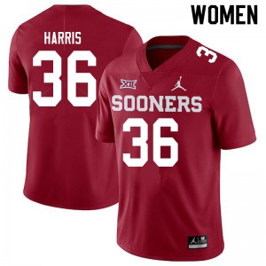 Women Isaiah Harris Crimson Oklahoma Sooners Jordan Brand College Football #36 Jersey 344337-741