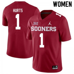 Women Jalen Hurts Crimson Sooners Jordan Brand College Football #1 Jersey 933388-727
