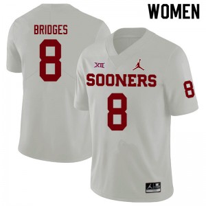 Women Trejan Bridges White OU Jordan Brand College Football #8 Jersey 246546-136