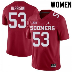 Women Anton Harrison Crimson Oklahoma College Football #53 Jersey 137608-767