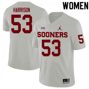 Women Anton Harrison White OU Sooners College Football #53 Jersey 897029-236