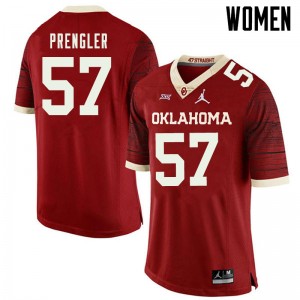 Women Brock Prengler Retro OU Sooners Jordan Brand College Football #57 Jersey 427396-197