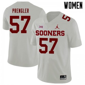 Women Brock Prengler White Oklahoma Jordan Brand College Football #57 Jersey 412842-458