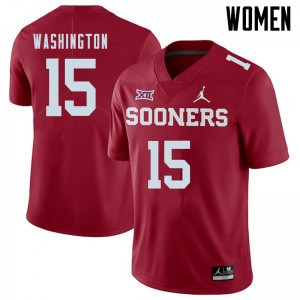 Women Bryson Washington Crimson OU Sooners Jordan Brand College Football #15 Jersey 318291-840