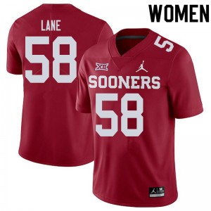 Women Ethan Lane Crimson OU Sooners College Football #58 Jersey 495584-252