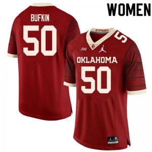 Women Hayes Bufkin Retro OU College Football #50 Jersey 701613-197