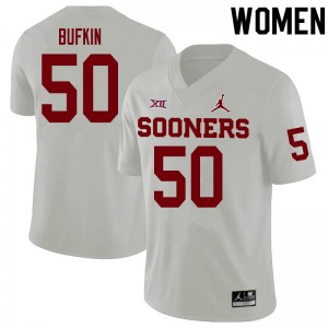 Women Hayes Bufkin White Oklahoma Sooners College Football #50 Jersey 460115-868