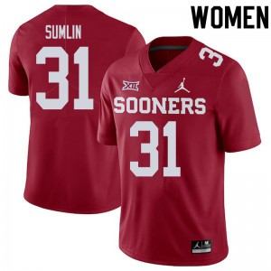 Women Jackson Sumlin Crimson OU College Football #31 Jersey 598555-278