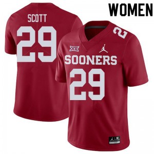 Women Jaedyn Scott Crimson Oklahoma Sooners College Football #29 Jersey 337956-218