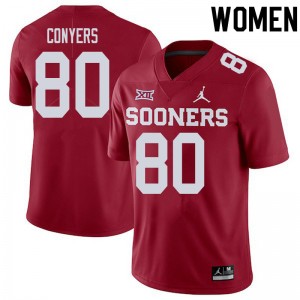 Women Jalin Conyers Crimson Sooners College Football #80 Jersey 269239-735