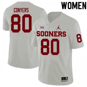 Women Jalin Conyers White Oklahoma Sooners College Football #80 Jersey 740271-111