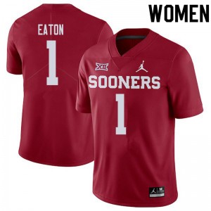 Women Joshua Eaton Crimson OU College Football #1 Jersey 550052-180