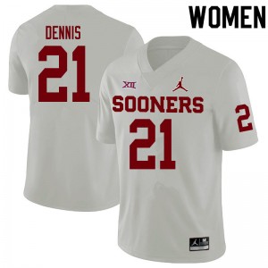 Women Kendall Dennis White OU Sooners College Football #21 Jersey 879780-377